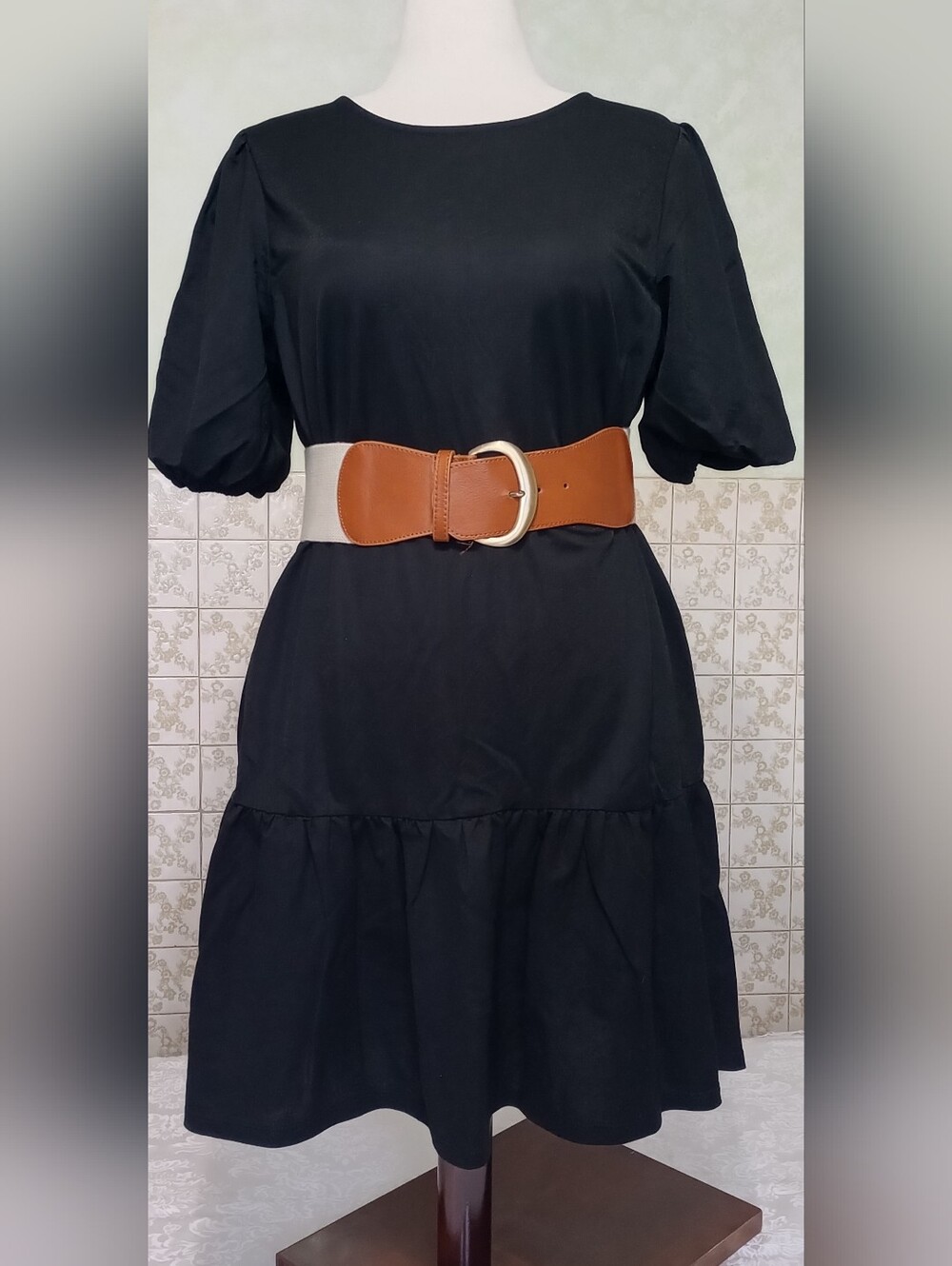 Primark Cares- Black Puff Sleeve Ruffle Hem Dress